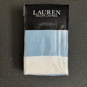 Ralph Lauren Joanna Linen Frame Euro Sham European Blue White Aqua